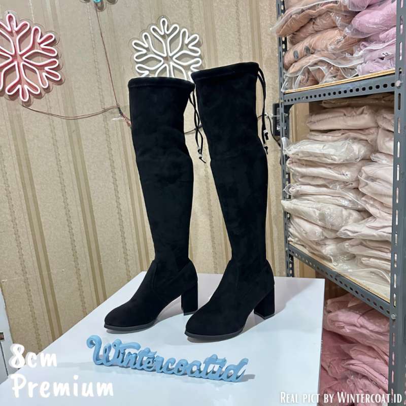 Di black suede top over the knee boots