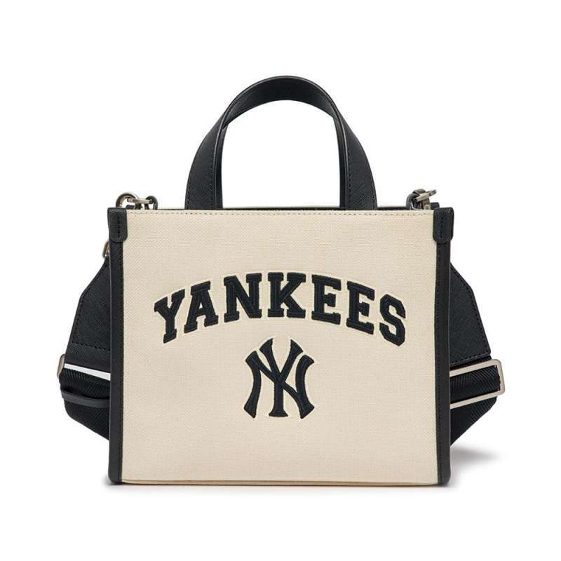 Jual MLB NY Yankees Varsity Canvas Mini Tote Bag Beige Black di