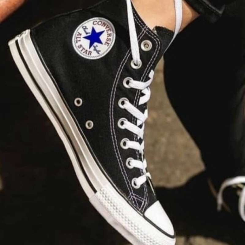 Jual sepatu sekolah hitam putih converse high ukuran 36 37 38 39