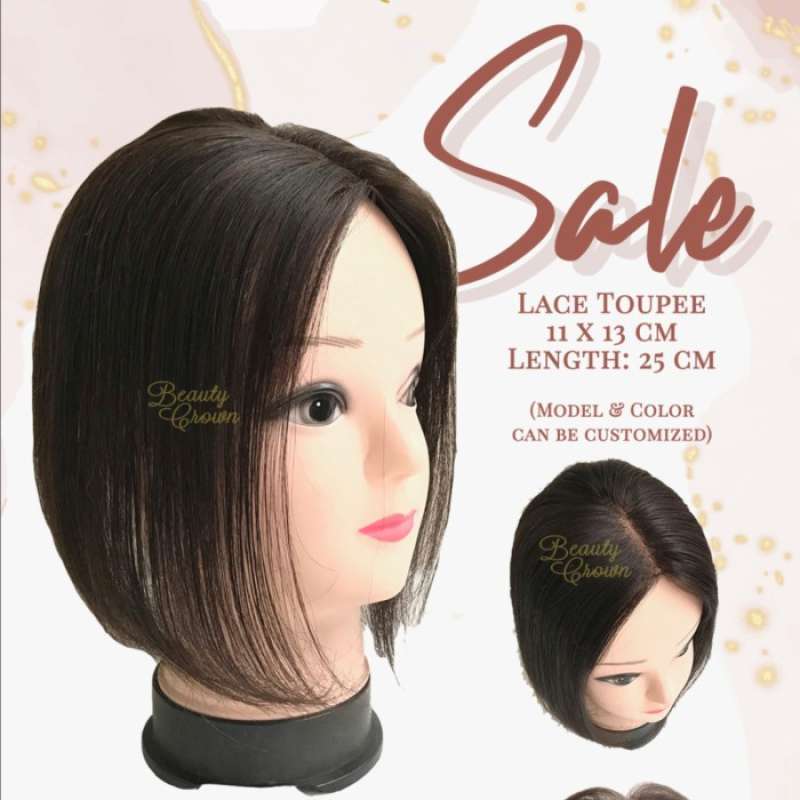 Promo Lace Toupee Rambut Asli 100 Human Hair Topper by Beauty
