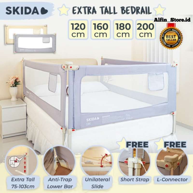 Promo Skida 160cm Extra Tall Bedrail Pagar Ranjang Kasur Bayi Bed
