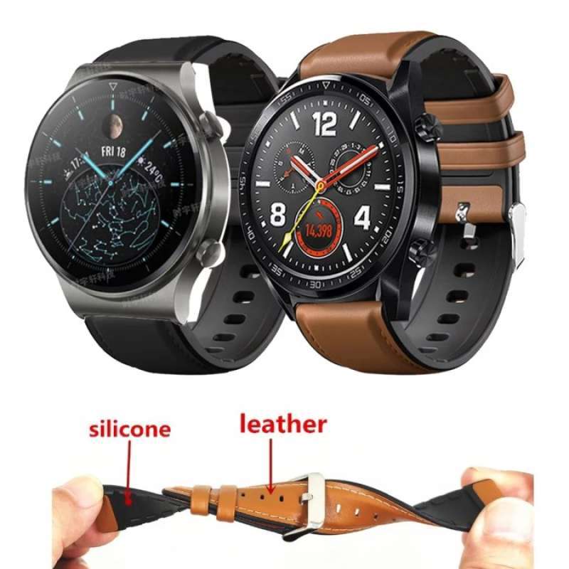 Promo STRAP SMARTWATCH 22MM LEATHER RUBBER TALI JAM TANGAN HUAWEI