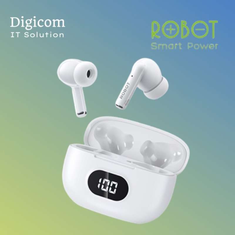 Jual Earphone Robot Airbuds T70 White Di Seller Digicom