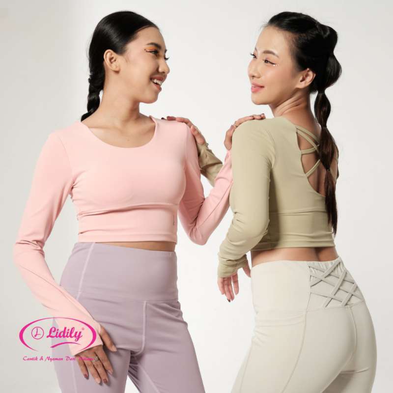 Promo Lidily X Awkarin Cropped Long Sleeve Sports Top Special