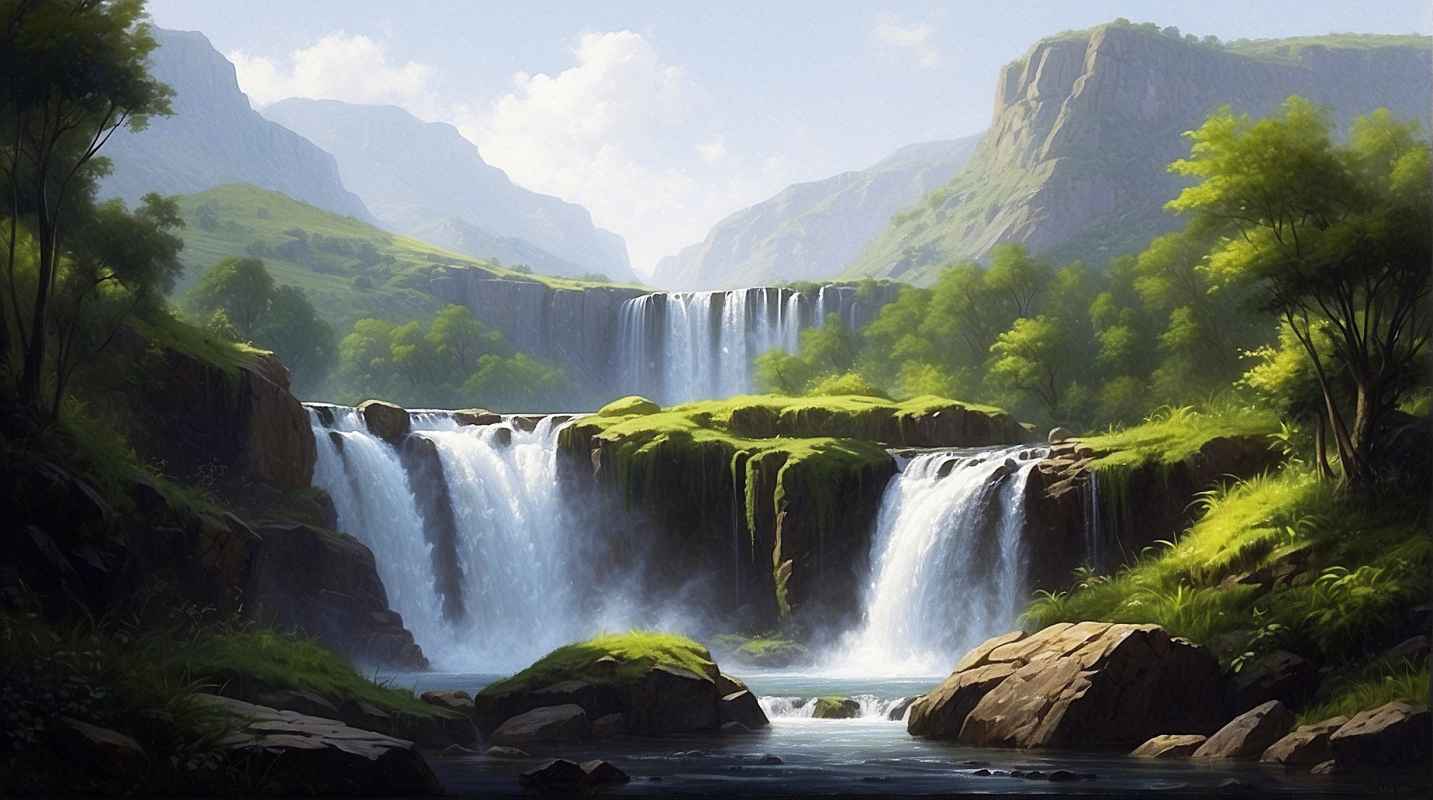 Promo Lukisan Air Terjun Bertingkat Yang Indah Dan Realistis ...