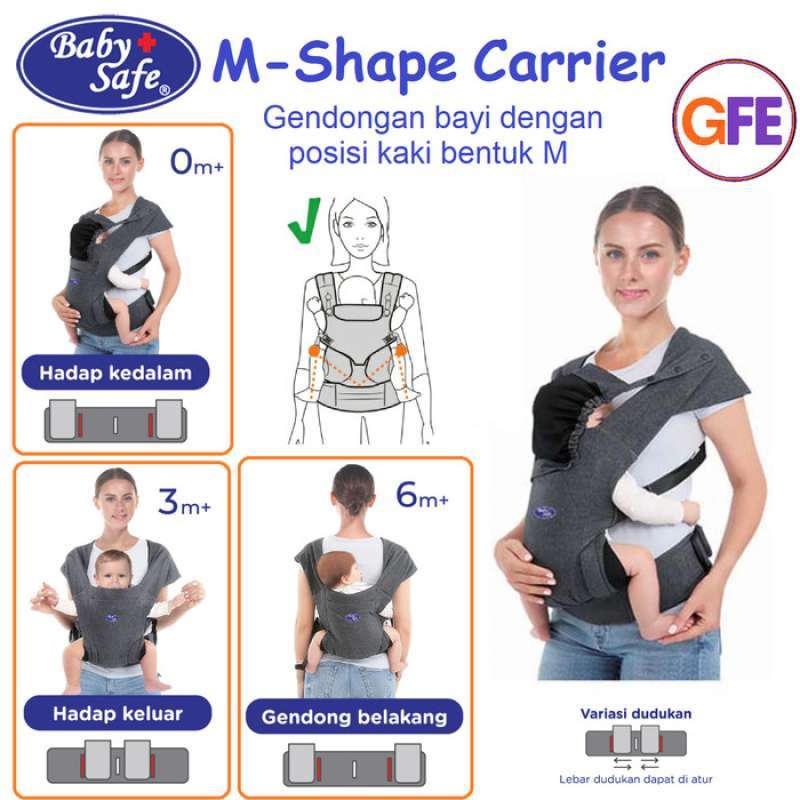 100 Produk Ori Baby Safe M Shape Carrier Gendongan Bayi Posisi M Premium