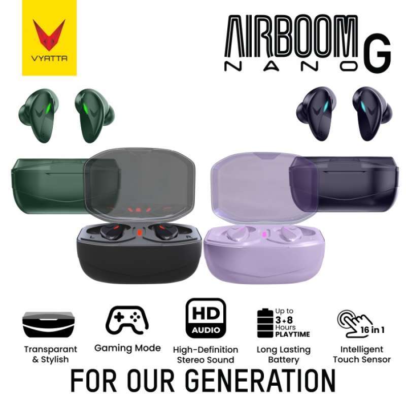 VYATTA AIRBOOM NANO G TWS BLUETOOTH HEADSET EARPHONE GAMING FS