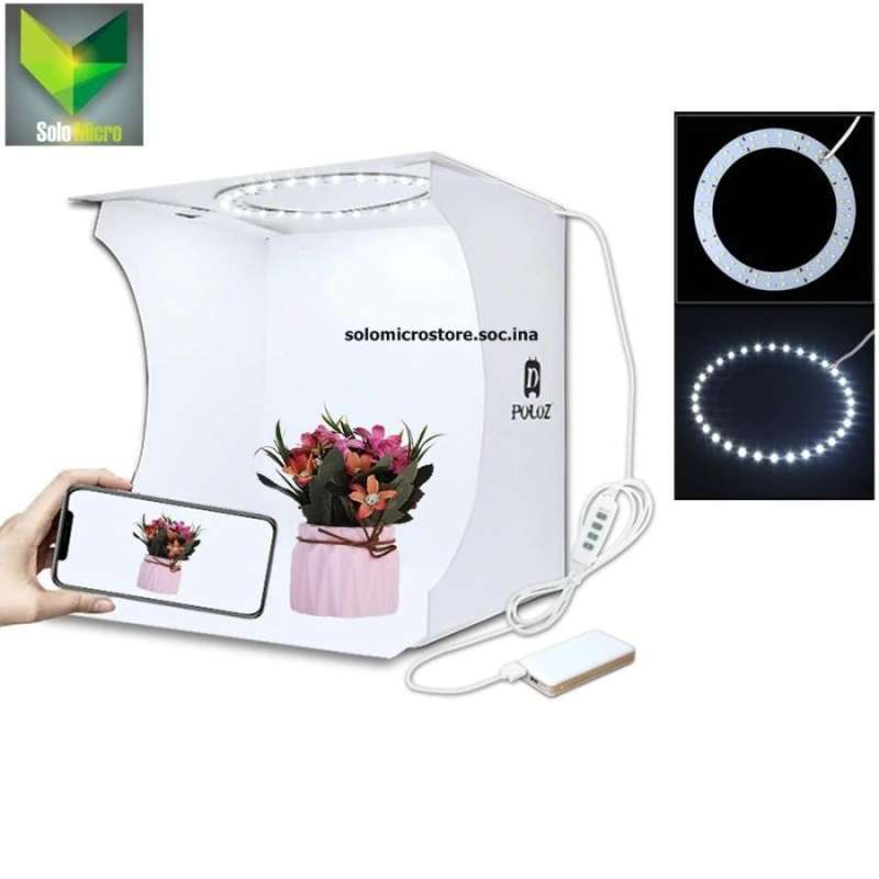 PULUZ Photo Studio Mini Soft Box Ring Light 20x20cm with Backdrop