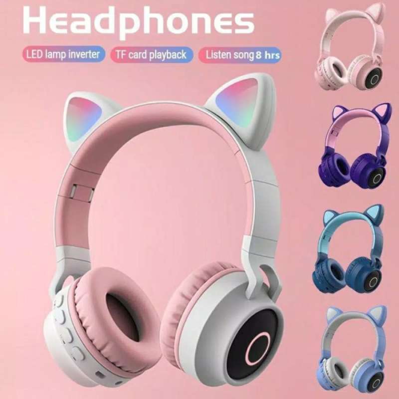 Promo CAT EAR HEADPHONES HEADPHONE LUCU ADA LAMPU BT 028 C