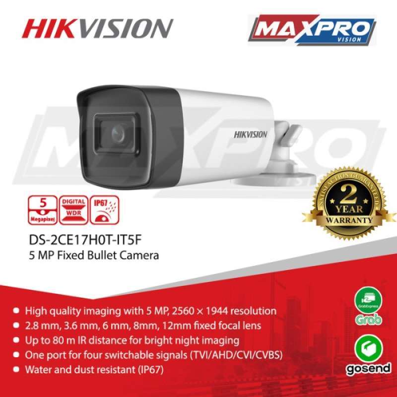Promo DS-2CE17H0T-IT5F - HIKVISION TURBO HD CAMERA 5MP IR 80M Diskon 33% di  Seller Farwa store - Tugu Selatan, Kota Jakarta Utara | Blibli