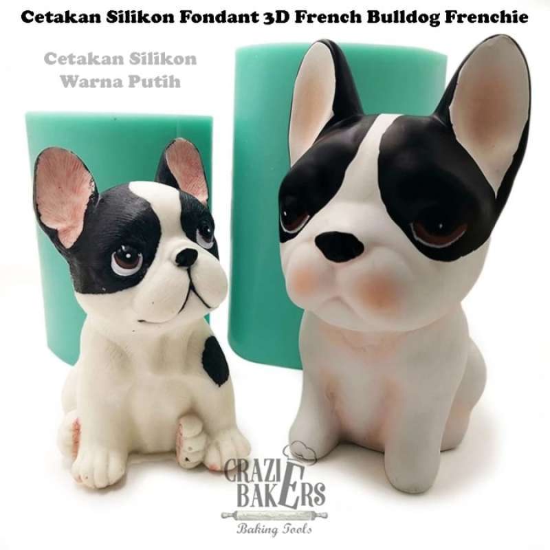 Promo Cetakan Silikon Fondant 3D French Bulldog Frenchie 1 Pcs
