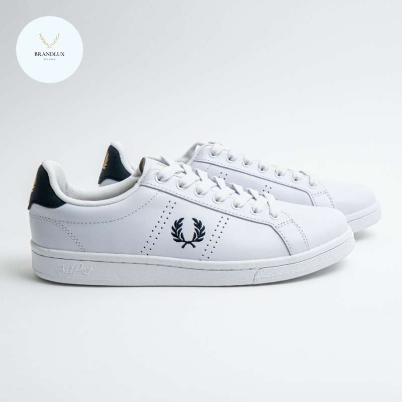 Fred Perry B721 Tennis Sneakers Leather White/Navy 100% Authentic