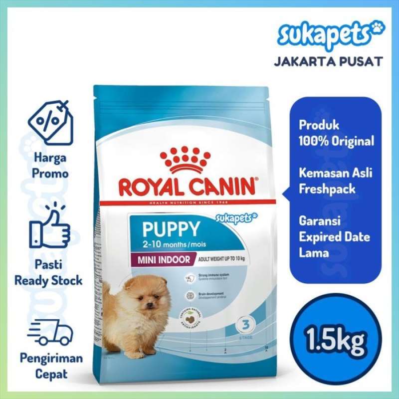 Promo Royal Canin Mini Indoor Puppy Makanan Anak Anjing 1.5kg