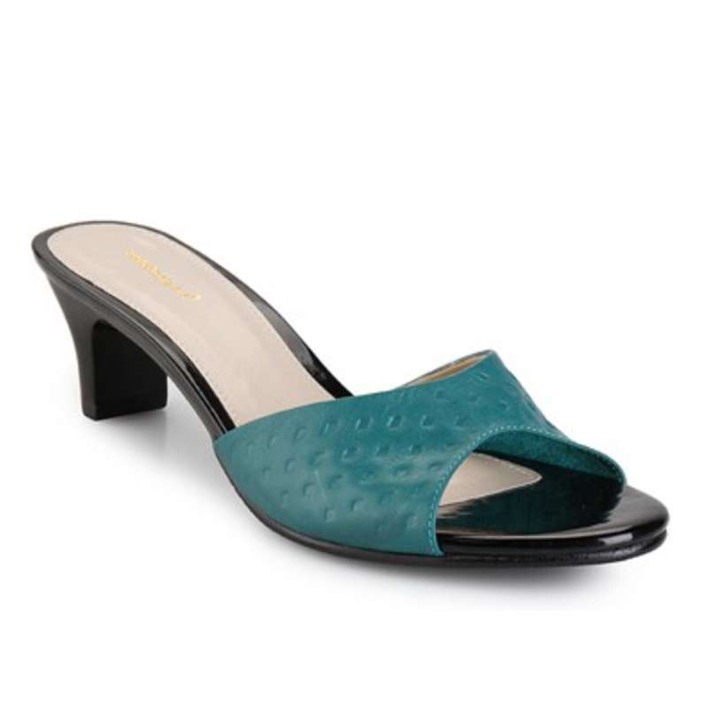 Marelli Sandal Mid Low Heels Wanita hak cm Peep toe Slip On 0019 Green