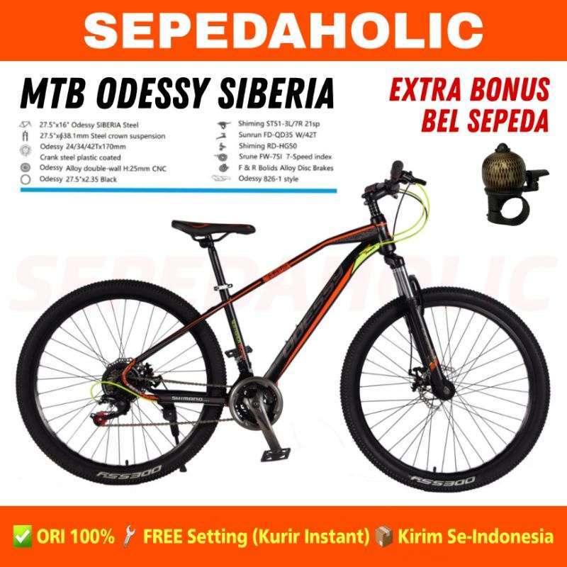 Sepeda Gunung MTB ODESSY SIBERIA Ukuran 27.5 Inch 21 Speed Rem Cakram Garansi