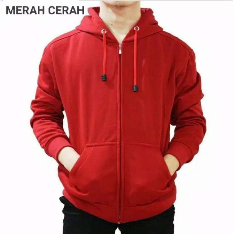Jaket hoodie zipper polos online
