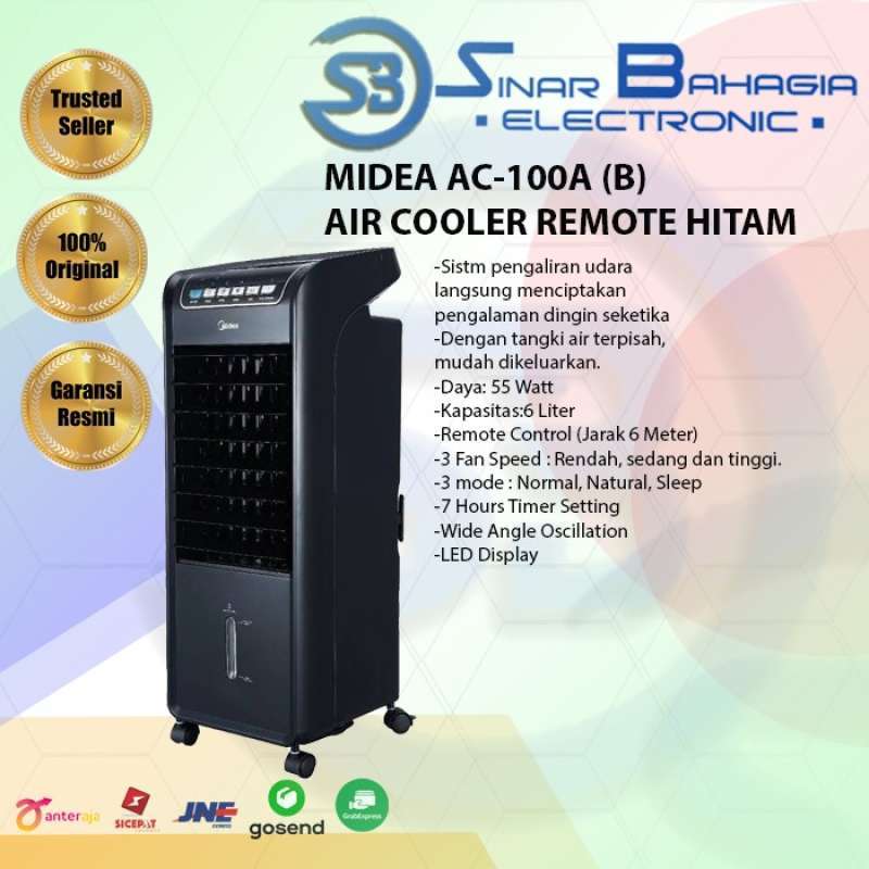 Jual MIDEA AC 100A B AIR COOLER REMOTE HITAM NEW KHUSUS