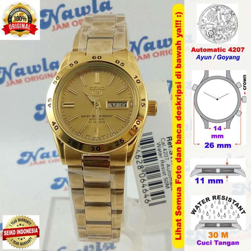 Seiko 5 Ladies SYMG44K1 Automatic Gold Coating Bracelet Jam Wanita SYMG44