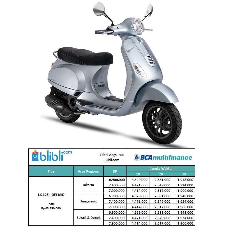 Jual BCA Multifinance DP Vespa LX 125 I GET Sepeda Motor OTR