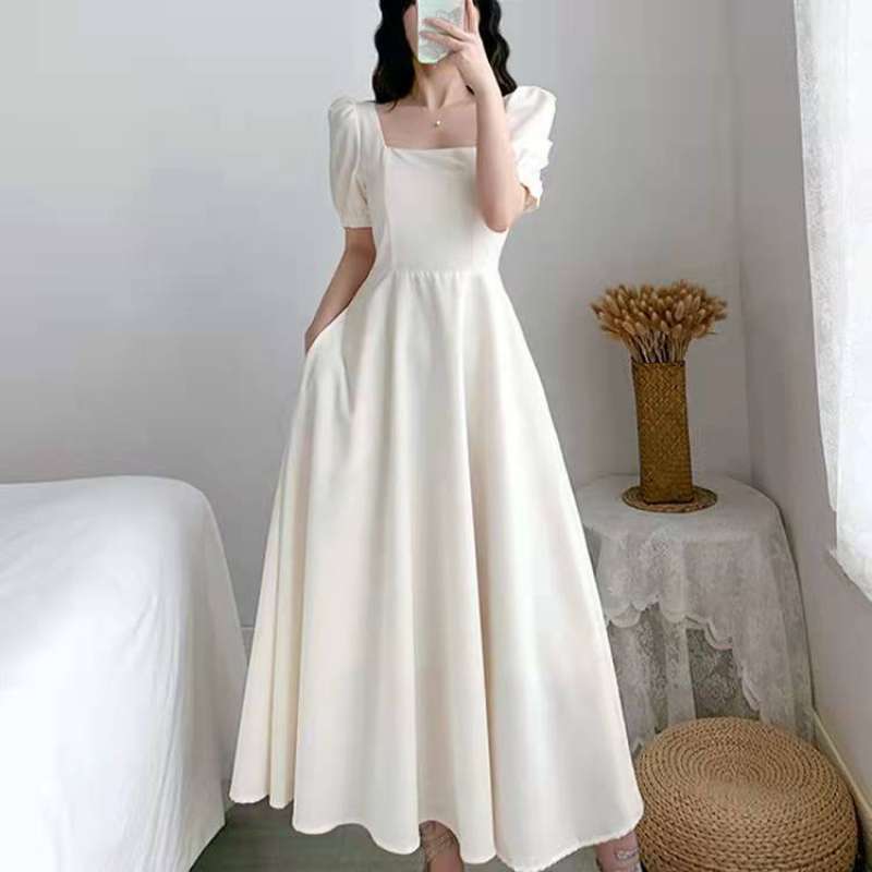COD Dress Dress putih dress putih korea dress putih wanita dress wanita Dress hitam dress korean style dress korea dress putih panjang dres putih