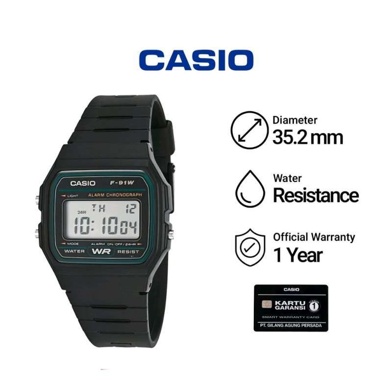 Jual Jam Tangan Pria Casio General F 91W 3D Digital Dial Black