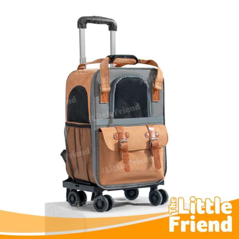 Tas Trolley Anjing Kucing Tas Koper Troli Backpack Untuk Hewan 4 Roda