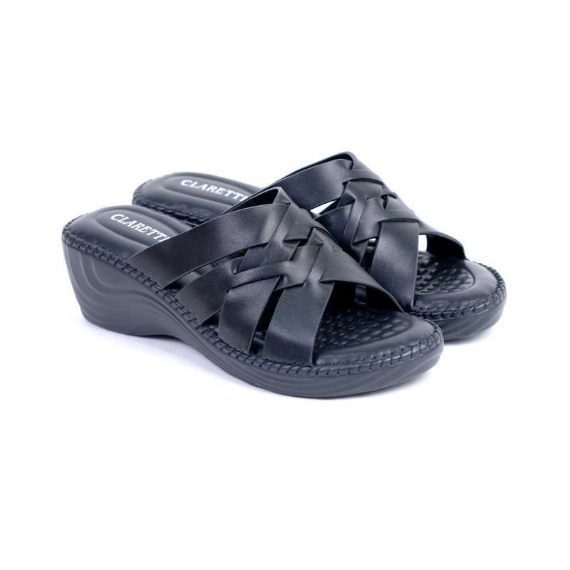 Sandal Wanita Wedges CLARETTE Berta Black