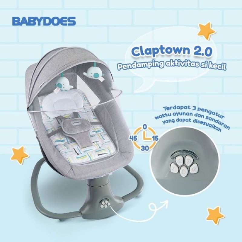 Ayunan Bayi Bouncer Elektrik Baby Swing Otomatis Babydoes Claptown 2.0