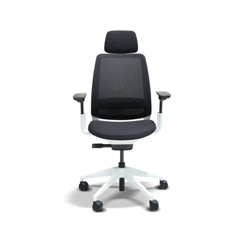 STEELCASE Series Black with Headrest Working Chair Ergonomic Office  Chair Kursi Kerja