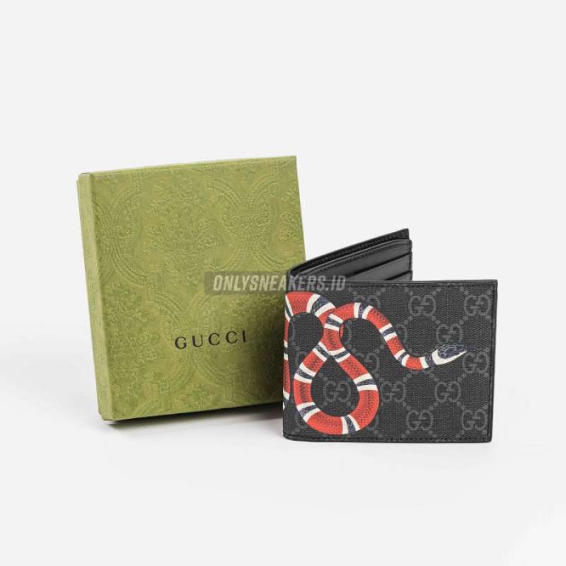 Jual GUCCI BLACK GG SUPREME SNAKE WALLET 100 Authentic di