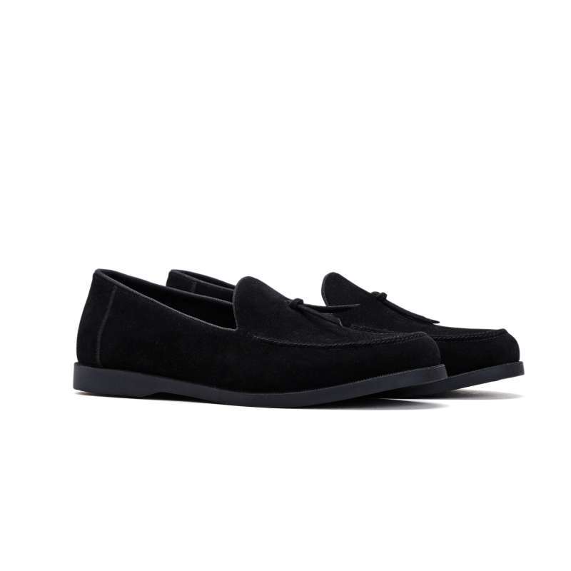 Sepatu Loafers Pria Slip On Casual Guzze Sydney Black Slop Kerja Kantor Formal Santai