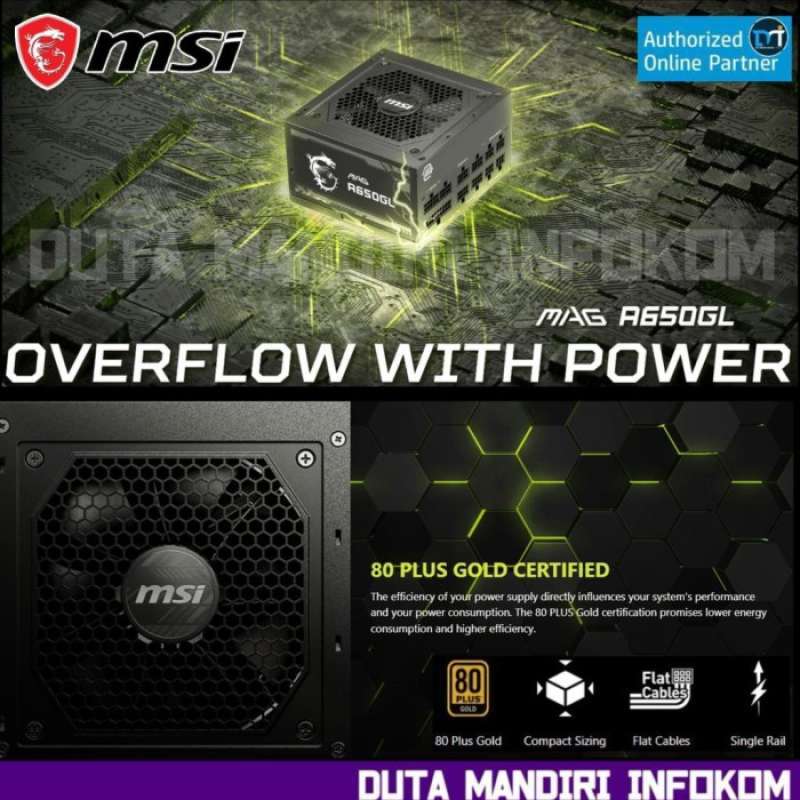 MSI MAG A650GL Fully-Modular, 80 Plus Gold, 650W Power Supply 