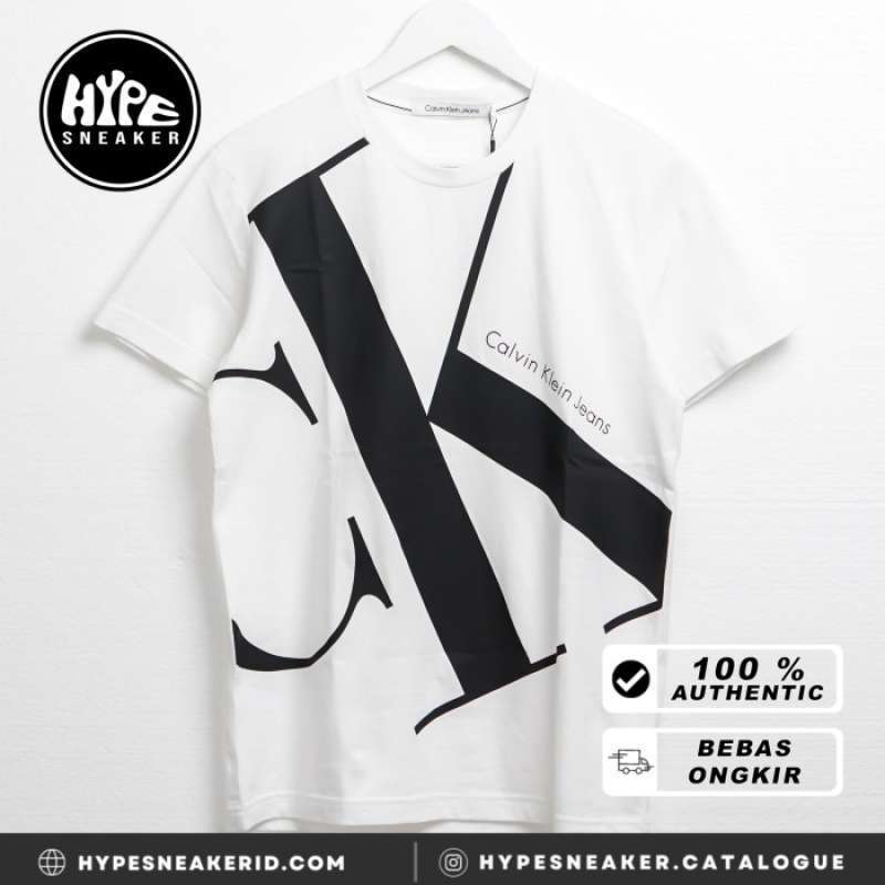 Jual Kaos CALVIN KLEIN CK BIG TEXT BLACK WHITE Tshirt 100