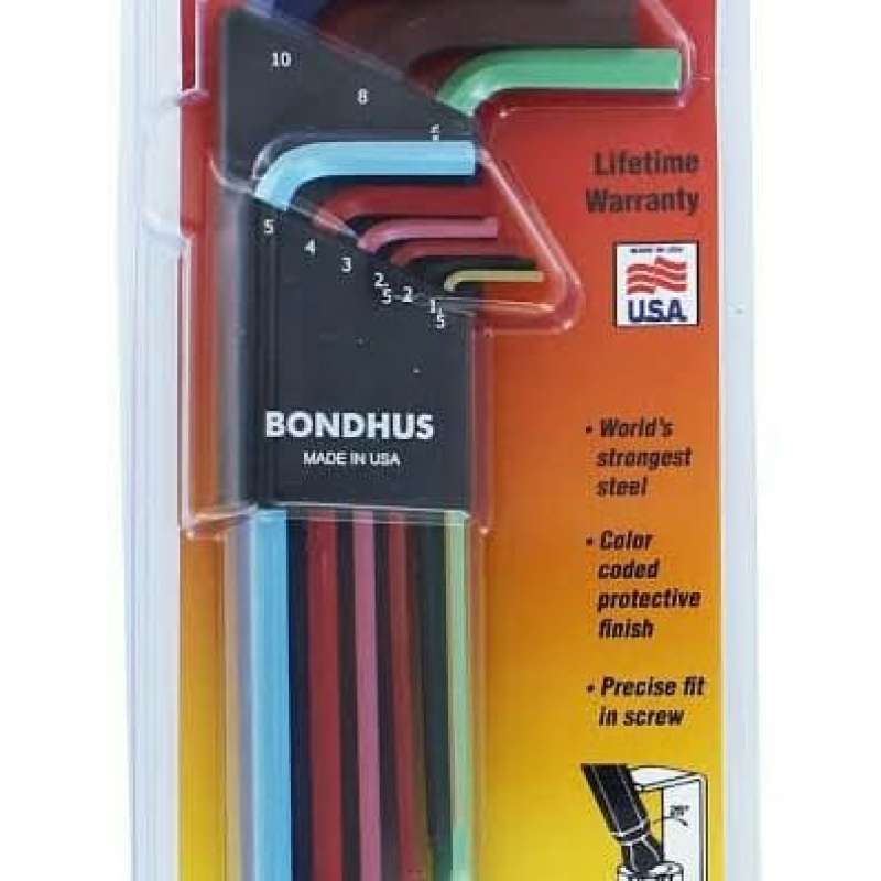 Jual BONDHUS 69499 kunci L set metric edisi colorguard 9pc 1.5