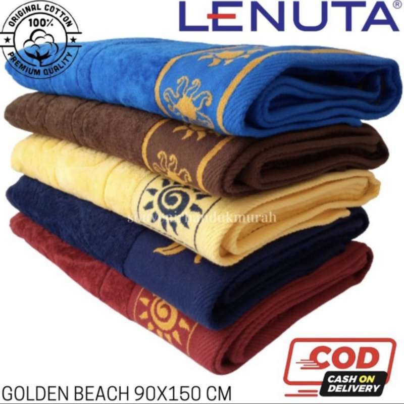 handuk pantai jumbo shearing halus 90x150 golden beach by lenuta