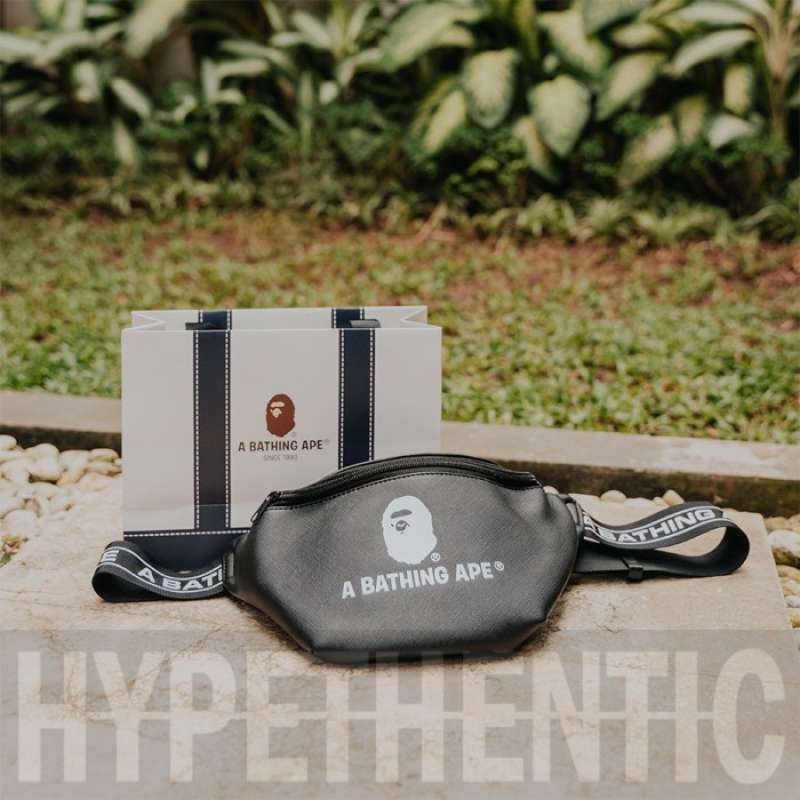 Jual A Bathing Ape Black Leather Sling Body Waist Bag Original