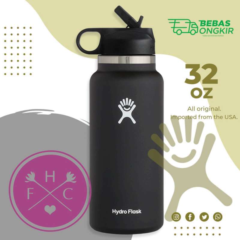 Promo Hydro Flask Wide Mouth Straw Lid Black 32 oz Diskon 33 di