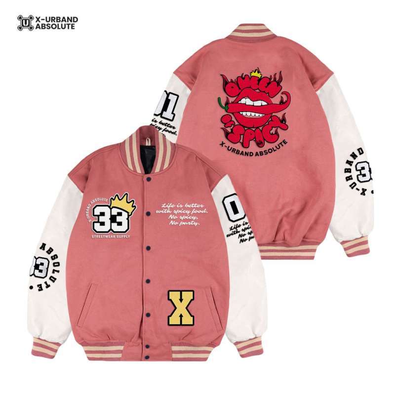 Promo Jaket Varsity Kombinasi Semi Kulit Baseball Wanita Jaket