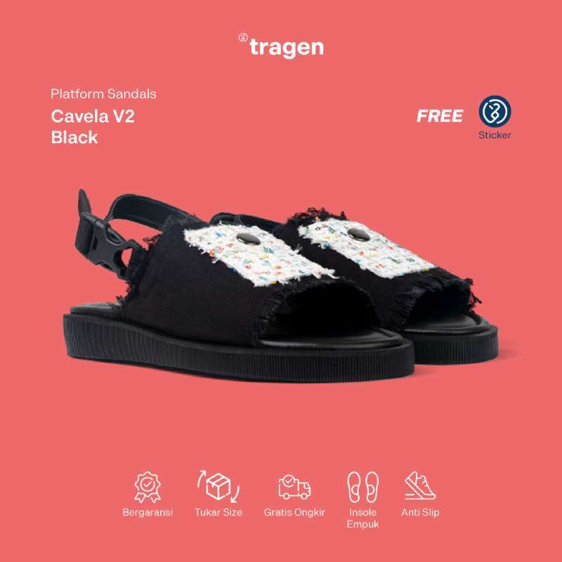 Promo Mivaso Tragen Footwear Cavela Black Sandal Platform