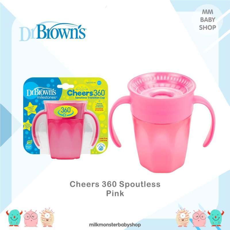 Cheers 360 Cup with Handle gelas anak anti tumpah Pink