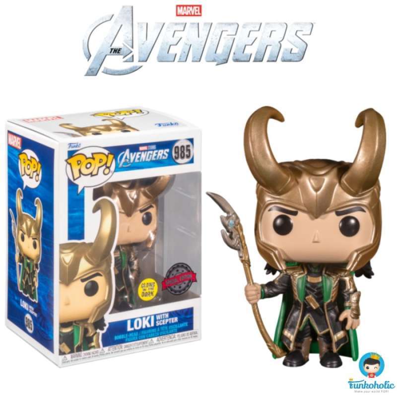 Entertainment Earth Exclusive: POP Marvel Loki with Scepter Glow in The  Dark Vinyl Figure 3.75 inches