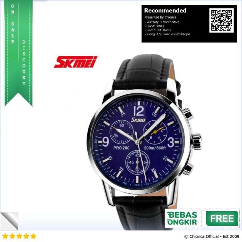 Jual SKMEI Jam Tangan Analog Pria 9070CL Biru Leather