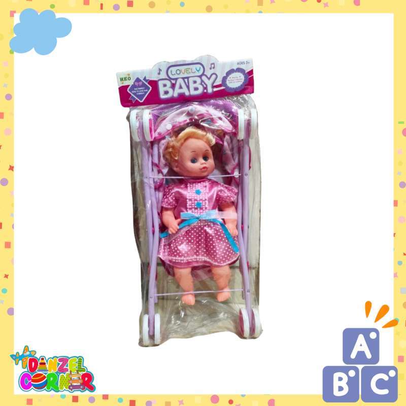 Jual Mainan Anak Perempuan Stroller Boneka Lovely Baby Trolley