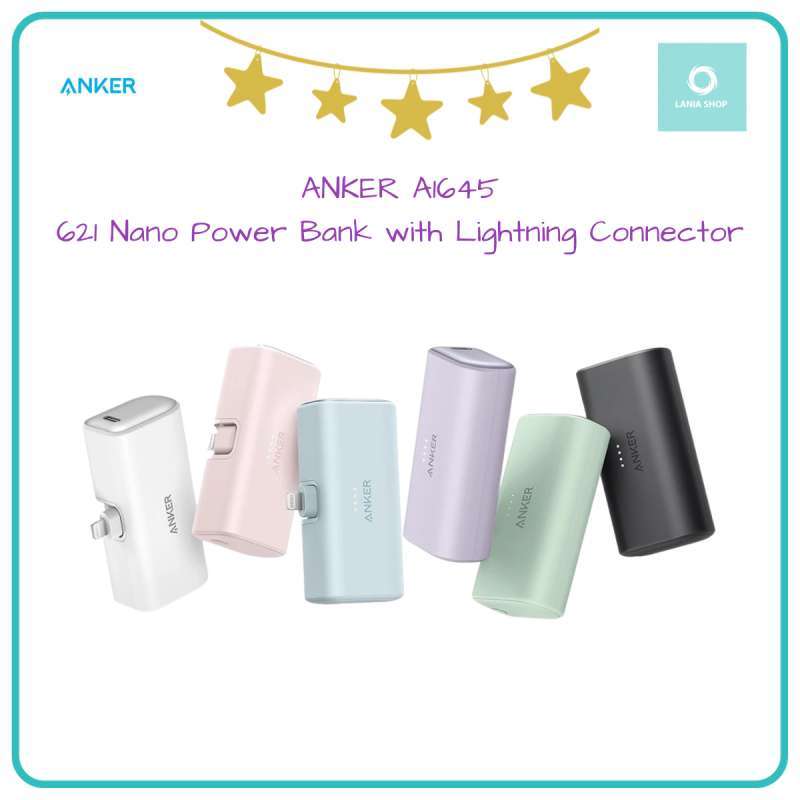 Anker A1645 Nano Power Bank with Built-in Lightning Connector, Portable  Charger 5,000mAh MFi Certified 12W