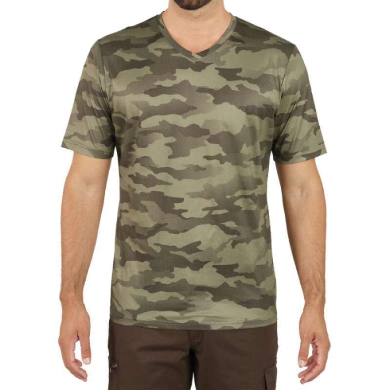 Promo Decathlon Solognac Short Sleeved Hunting T Shirt Green Camo
