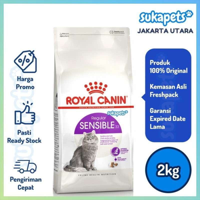 Promo Royal Canin Sensible 33 Makanan Kucing Dewasa Dry 2kg Diskon