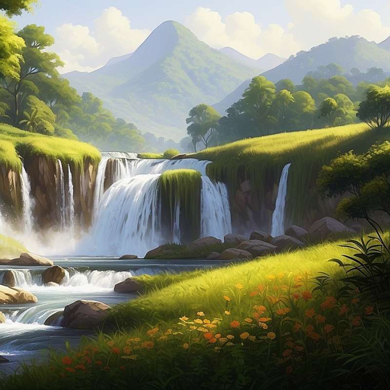 stylo lukisan air terjun