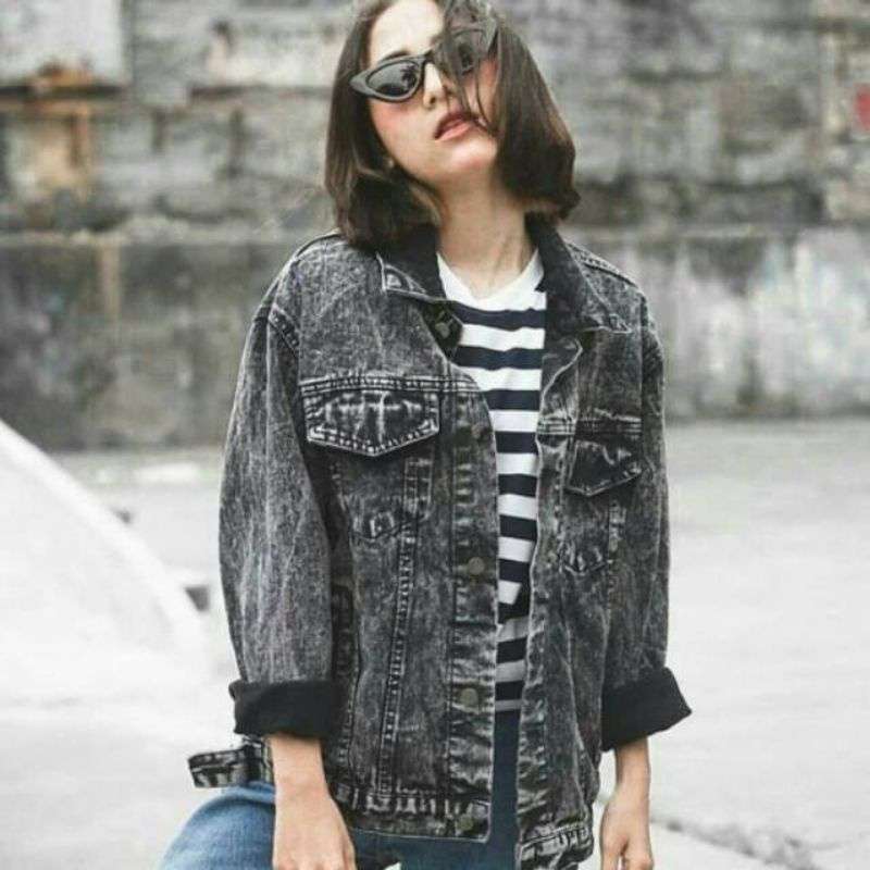 Jaket jeans black wash online