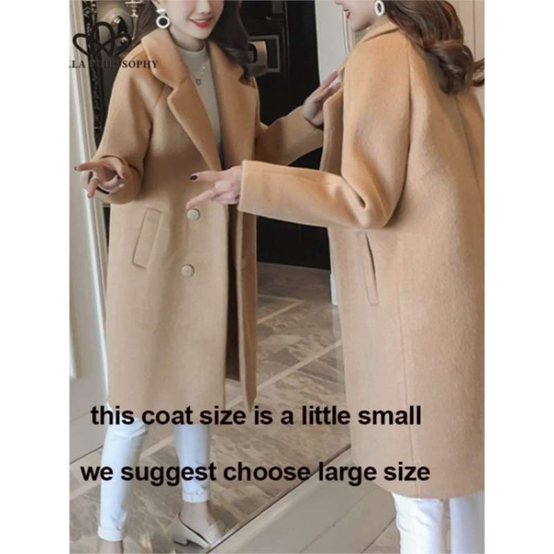 Bella Filosofi Musim Dingin Slim Plus Panjang Katun Campuran Wol Mantel  Wanita Hardy Solid Hangat Tebal Pekerjaan Kantor Wanita Mantel