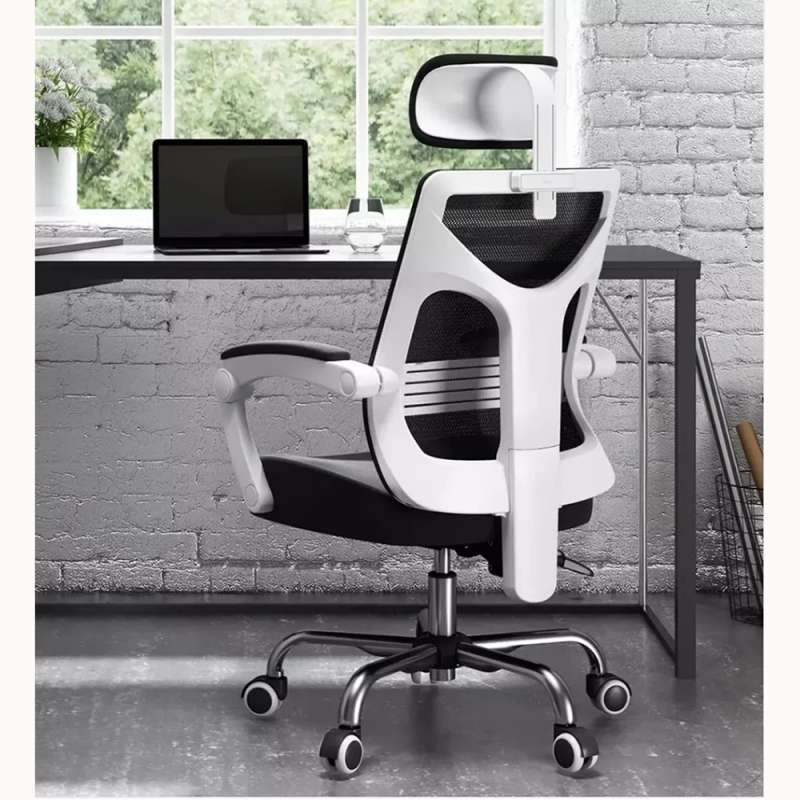 Kursi Kantor Kerja Gamers Ergonomic Office Chair Lumbar Support Black  White